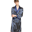 Men's One-Piece Striped Long-Sleeved Silk Robe