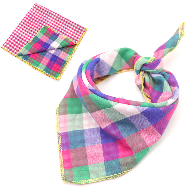 Plaid Double Sided Cotton Pet Scarf