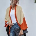 Fashion Color-block Knitted Cardigan Sweater Coat