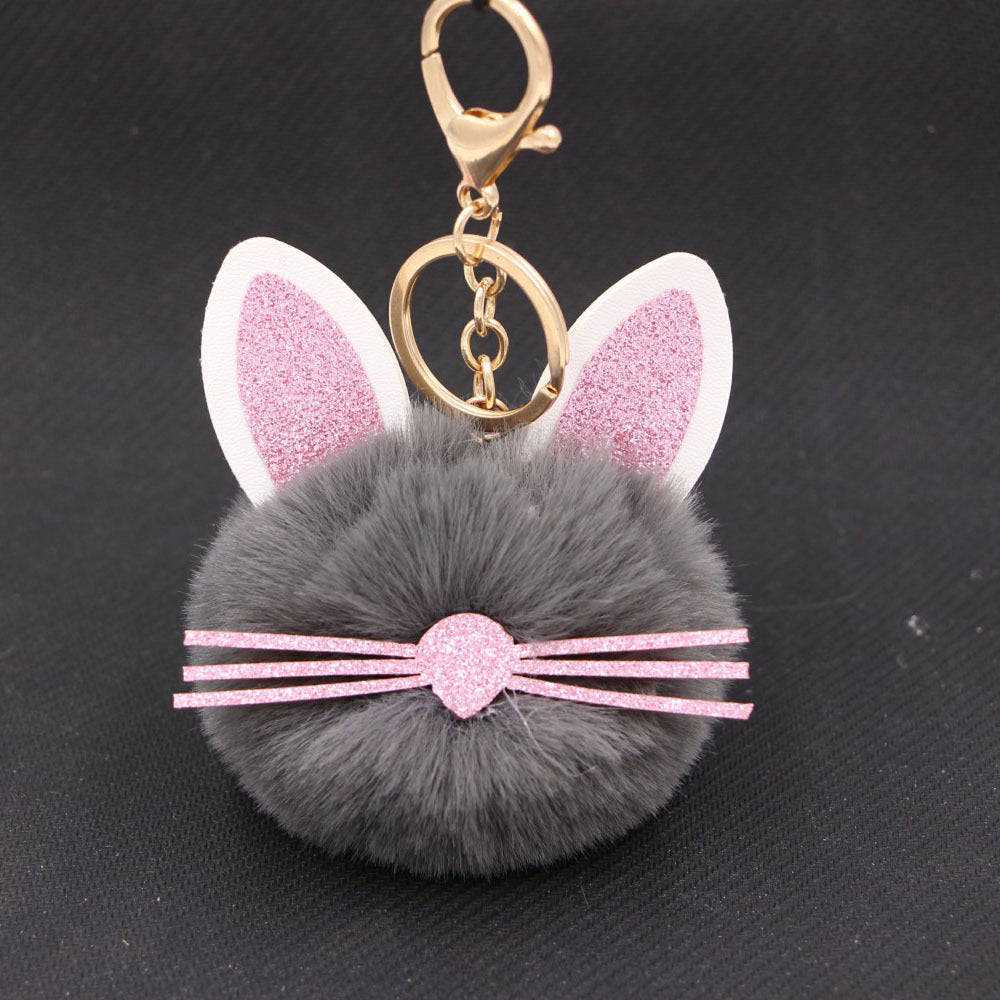 Personalized Ears Kitten Beard Plush Cute Keychain