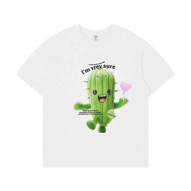 Men's Cartoon Cactus Printed T-shirt