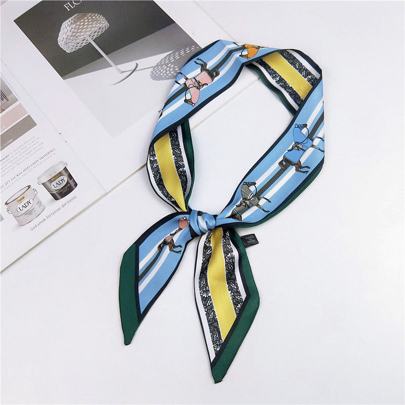 Silk Scarf Thin Narrow Strip All-matching