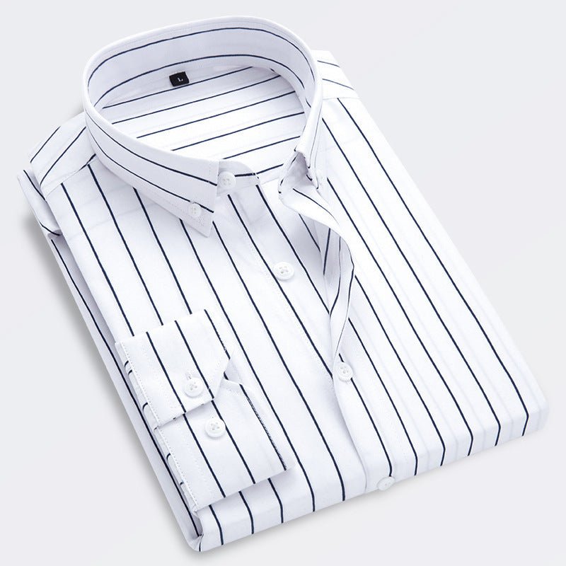 Men's Long-sleeved Slim Casual Striped Shirt