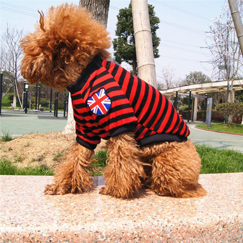 Casual striped round neck t-shirt pet dog clothes