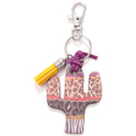 Wooden Cactus Keychain Leopard Flower