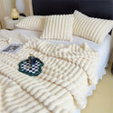 New Rabbit Plush Double-sided Velvet Ultra-fine-meshed Thickening Knitted Sofa Air Conditioning Blanket