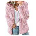 Thick plush zipper hooded pocket sweater