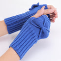 Bow Knitted Wool Keep Warm Half Finger Fingerless Gloves