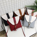 New Korean version of the contrast color female shoulder diagonal package PU soft face ladies bag