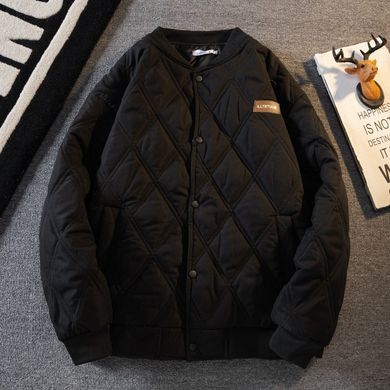 Japanese-style Retro Diamond Lattice Cotton Coat Jacket