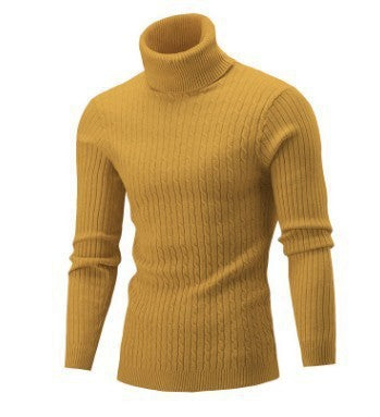 Men's Sweater Casual Retro Twisted Flower Turtleneck Knitting