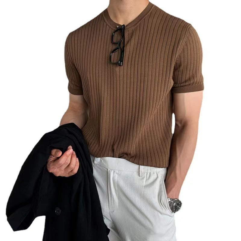 T-shirt Short-sleeved Sweater Stretch Korean Style Loose American Style Men's Top