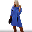 Autumn And Winter Loose Zipper Hooded Long Sleeve Dress