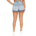 Women's Denim Shorts Washed Frayed Hem Elastic