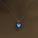 Multi-colored luminous necklace with diamond-encrusted heart