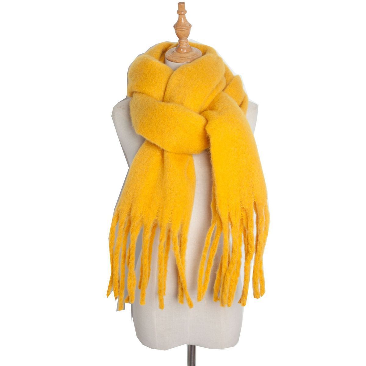 Mohair Twist Braid Plush Scarf For Women Winter Thickened