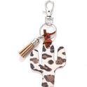 Wooden Cactus Keychain Leopard Flower