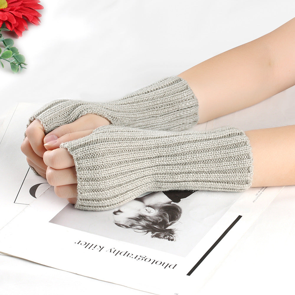 Knitting Wool Gloves Straight Arm Knitted Warm