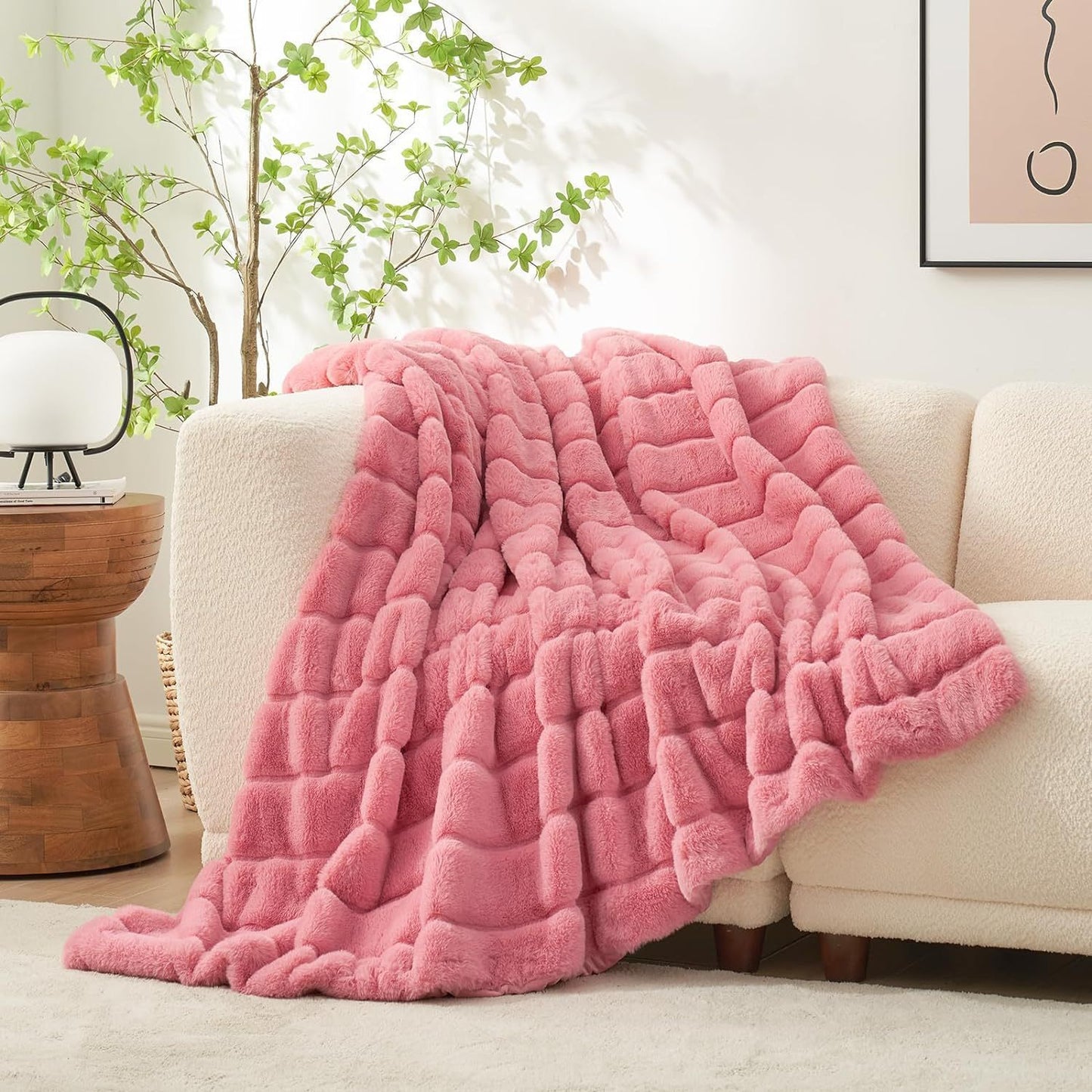 Soft Plush Striped Home Decorative Sofa Small Blanket