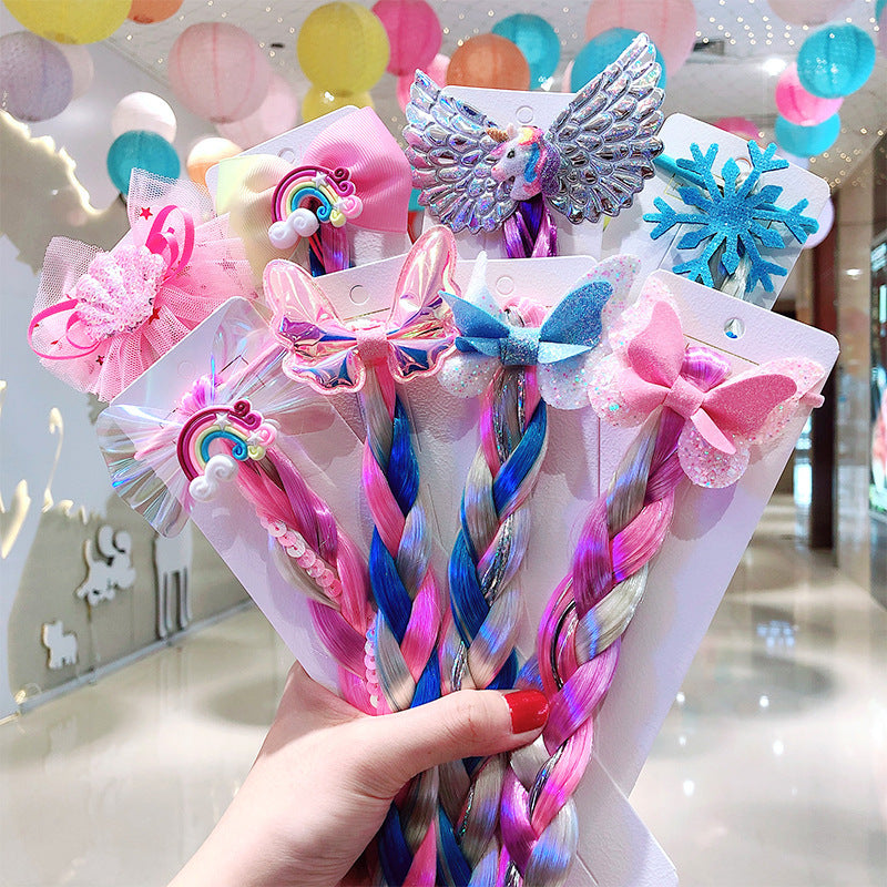 Children's Cartoon Color Bow Wig Hair Rope