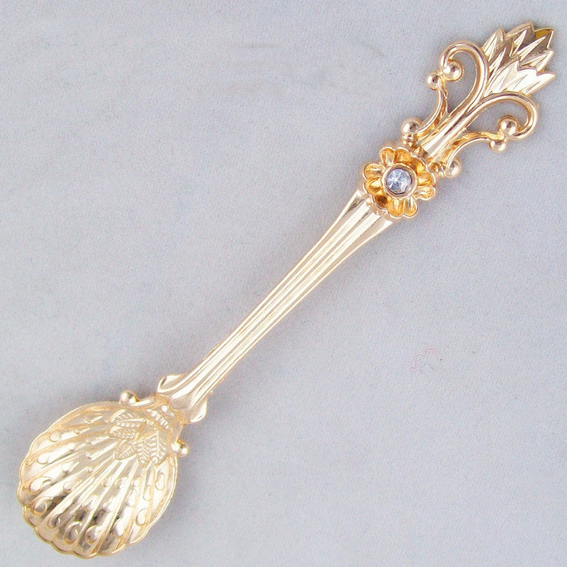 Creative Retro Pattern Alloy Stirring Dessert Spoon