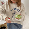 Women's Fleece-lined Thick Round Neck Fashion Loose Sweater