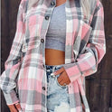 Yellow Plaid Shirt Jacket Blouse Women's Blouse