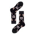 Men's Mid-calf Colorful Cubic Guitar Cat Face Cotton Socks