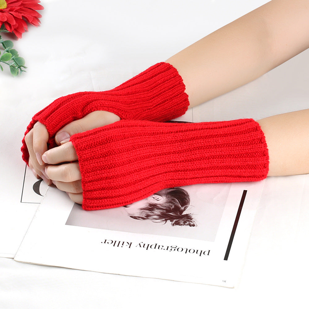 Knitting Wool Gloves Straight Arm Knitted Warm