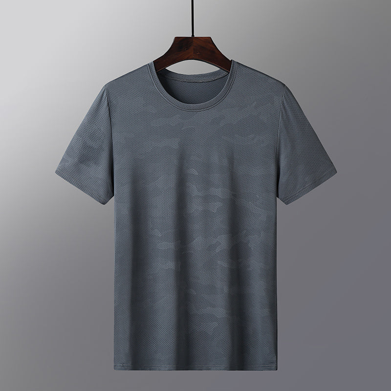 Outdoor Quick-drying Men's Round Neck Stretch Ice Silk Breathable Short Sleeves