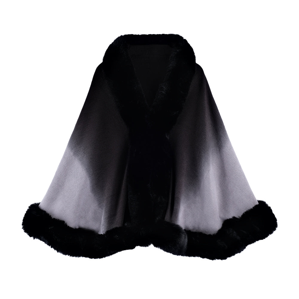 Gradient Artificial Rabbit Fur Collar Shawl