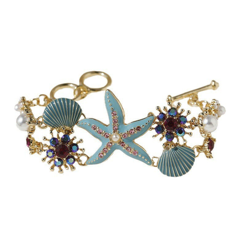 Beach Ocean Starfish Shanhu Bracelet Rhinestone Bracelet For Girls