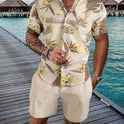 Coconut Tree 3d Printed Short Sleeve Shorts Suit