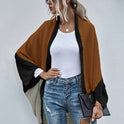 Fashion Color-block Knitted Cardigan Sweater Coat