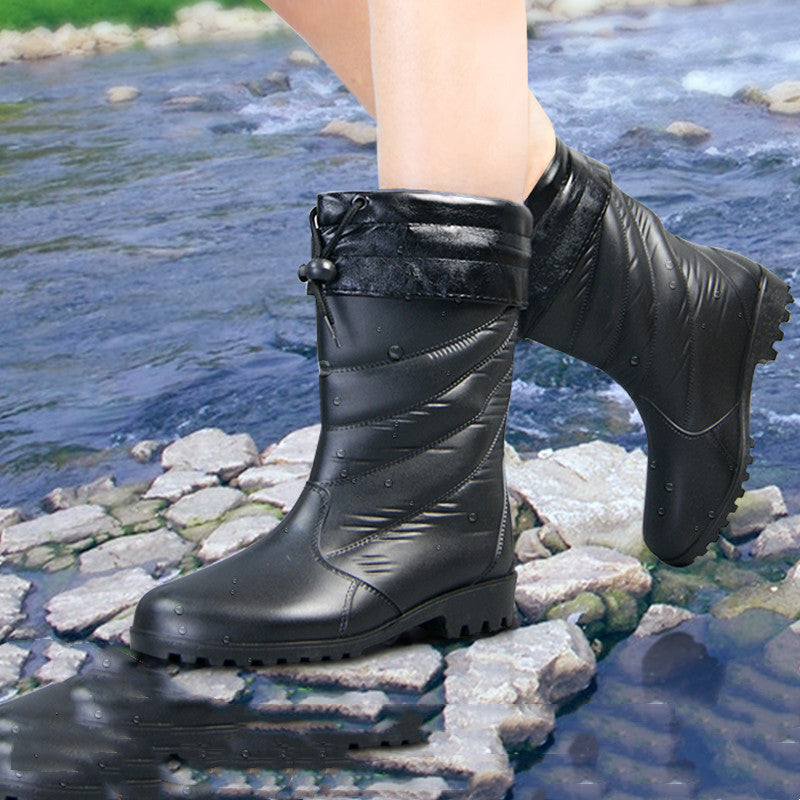 Boots Waterproof Shoes Rubber Shoes Women Warm Rain Boots