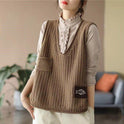 Vest Women Knitted Vest Women V-Neck Loose