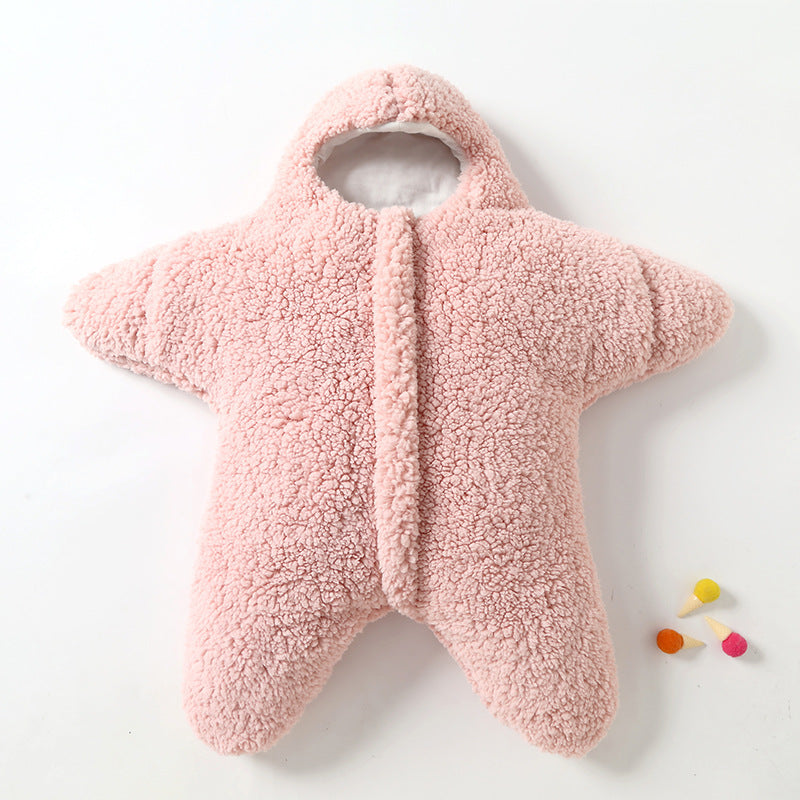 Baby Starfish Lamb Velvet Sleeping Bag Comfortable Newborn Baby Male And Female Baby Outing Winter Quilt Plus Cotton Thickening