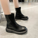 Autumn And Winter New Fashion Leather Thick-soled Front Zipper Ankle Boots