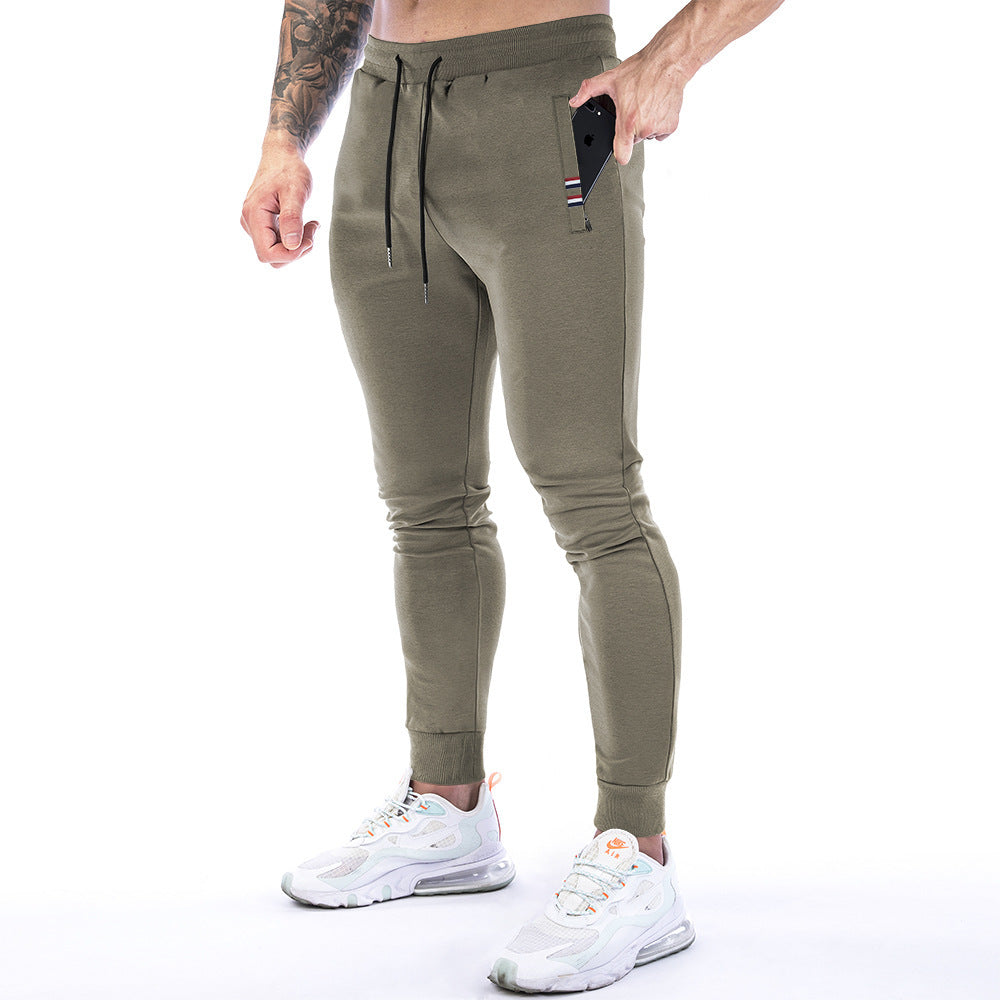 Solid Color Zip Pocket Sports Trousers