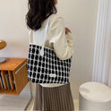 Popular One Shoulder New Simple Plaid Tote