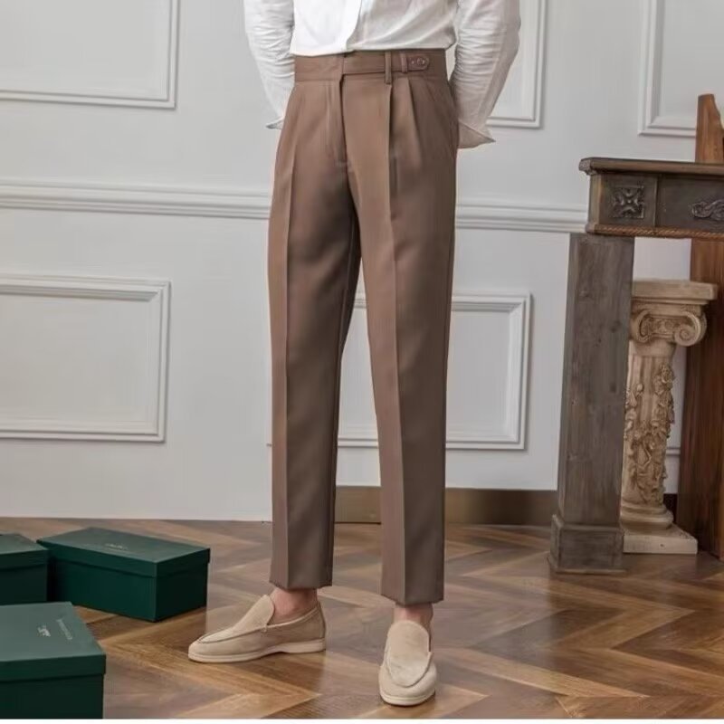 Harem Cropped Draping Slim Fit Skinny Men's Casual Suit Pants