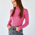 Women's Fashion Simple Pure Color Half Collar Sweater