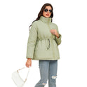 Women's Zipper Cinched Drawstring Cotton Coat Jacket