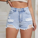 Women's Clothing European And American Fashion Holes Denim Shorts