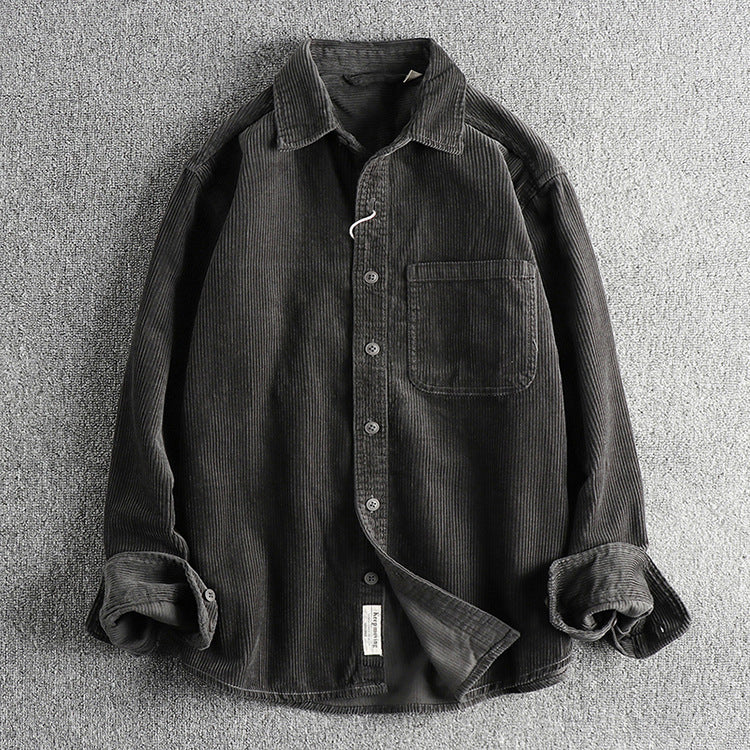 Pure Cotton Corduroy Washed Long Sleeve Shirt