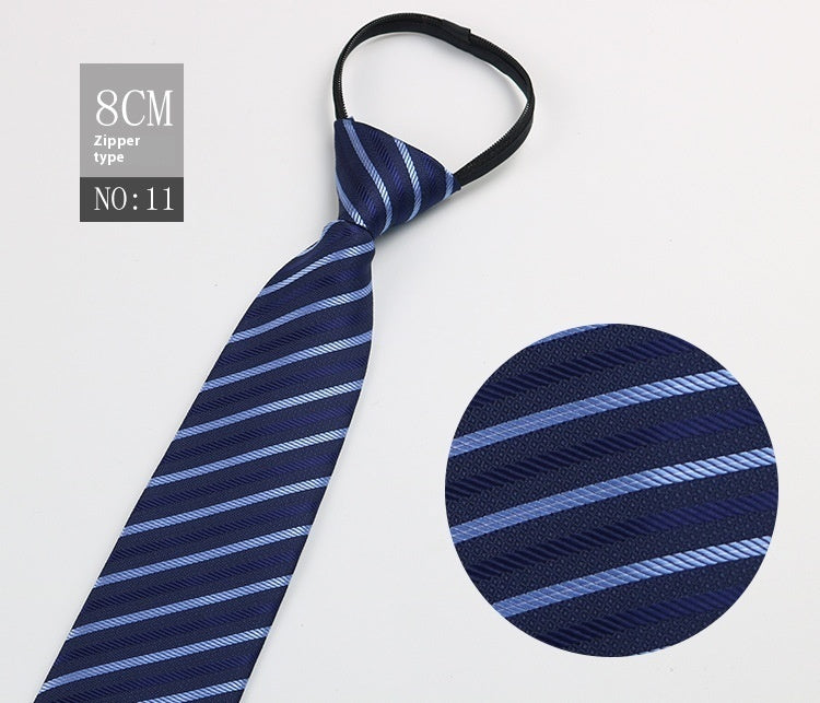 Black Men's Tie Striped Blue Business Tie Lazy Zip Tie In Stock Wholesale Pull Peels