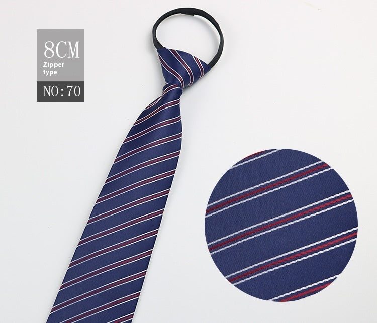 Black Men's Tie Striped Blue Business Tie Lazy Zip Tie In Stock Wholesale Pull Peels