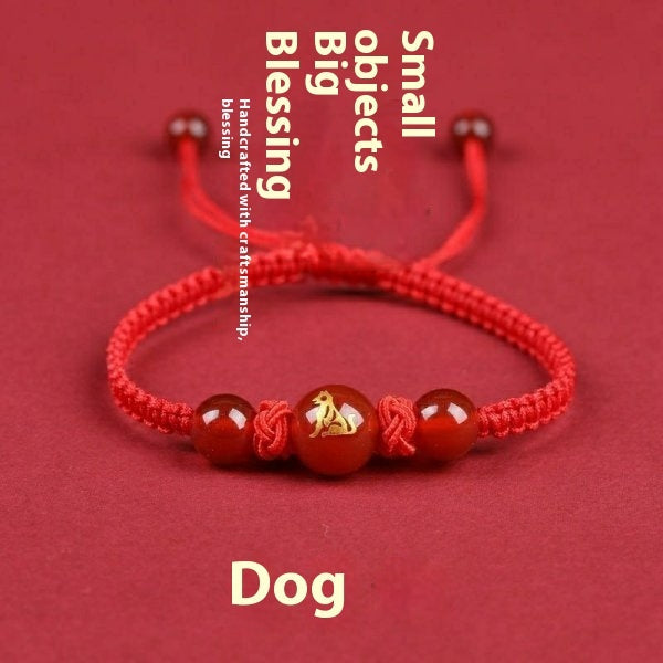 Zodiac Cinnabar All-matching Weaving Bracelet