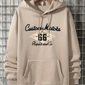 Letter Number 66 Printed Casual Hooded Pullover Sweater