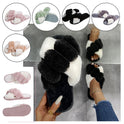 Cross-strap Furry Slippers Home Flat Indoor Floor Bedroom House Shoes Women